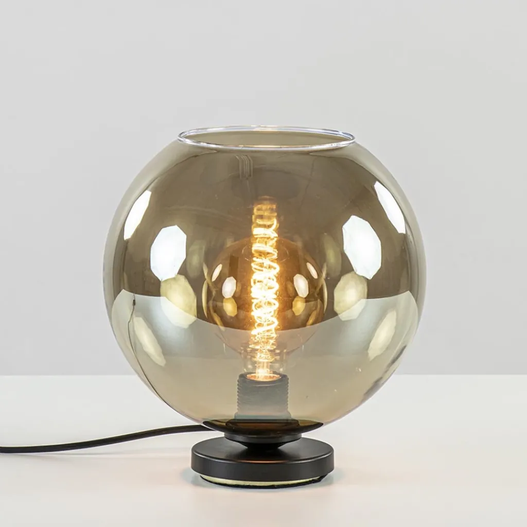 Straluma Tafellamp Bella zwart + smoke glas 25cm> Tafellampen|Luxe Verlichting