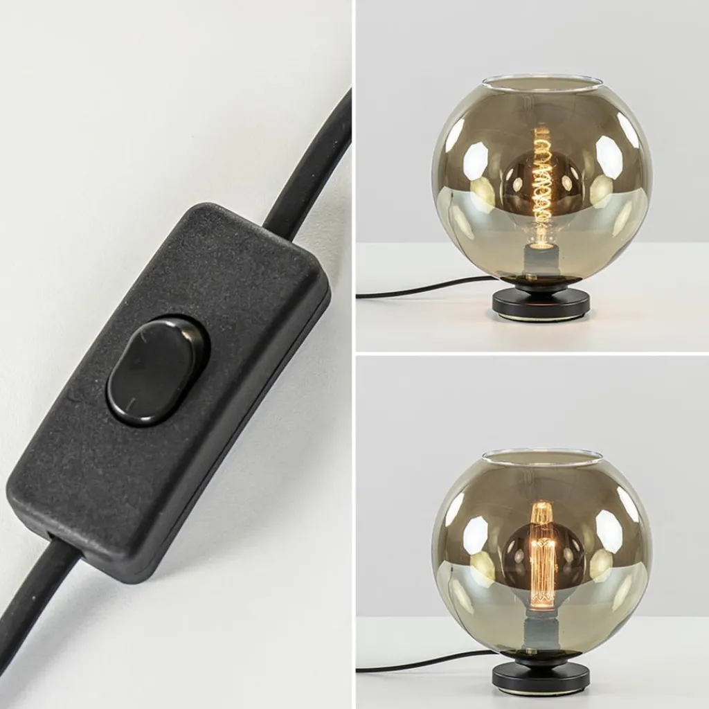 Straluma Tafellamp Bella zwart + smoke glas 25cm> Tafellampen|Luxe Verlichting