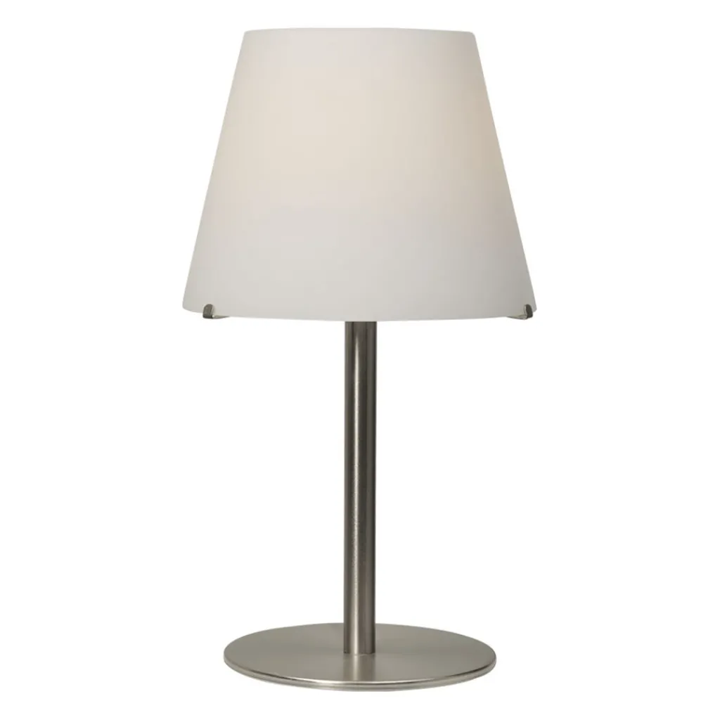 Straluma Tafellamp Calabro rvs met wit glas> Nachtkastlampen|Woonkamerlampen