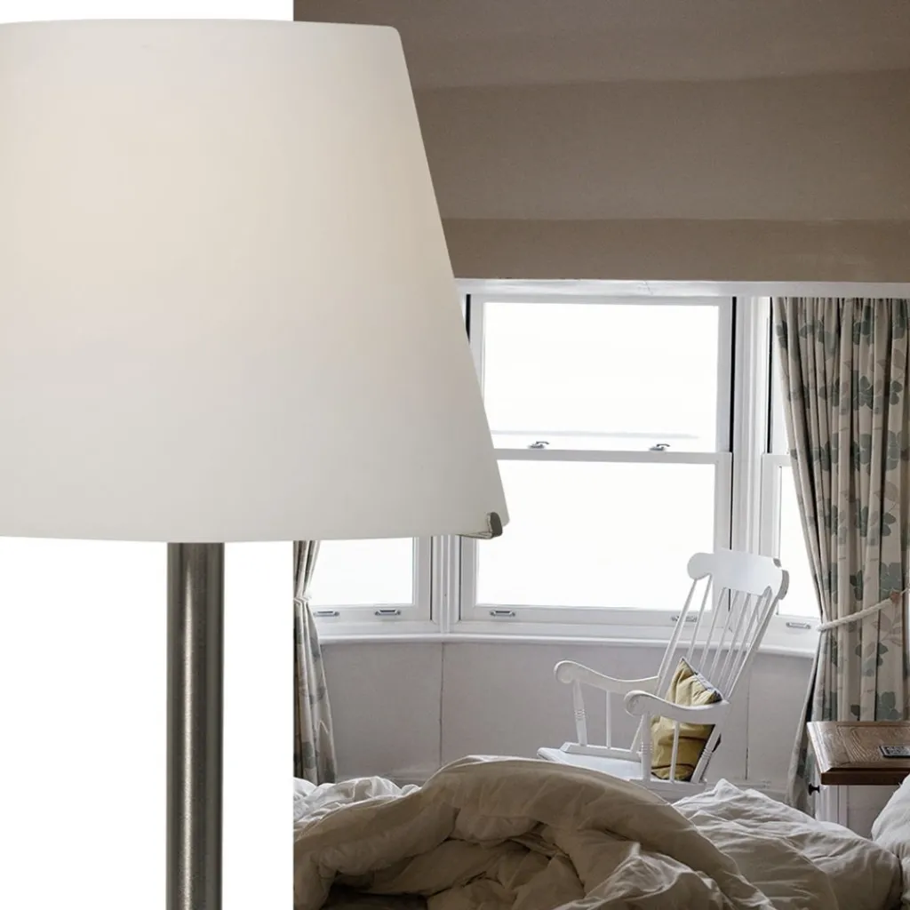 Straluma Tafellamp Calabro rvs met wit glas> Nachtkastlampen|Woonkamerlampen