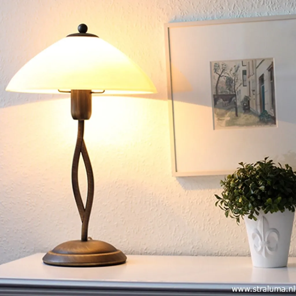 Straluma Tafellamp Capri brons/Glas> Nachtkastlampen|Woonkamerlampen