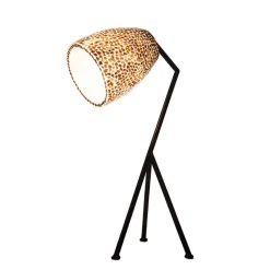 Straluma Tafellamp driepoot zwart/schelpen gold> Schelpenlampen|Woonkamerlampen