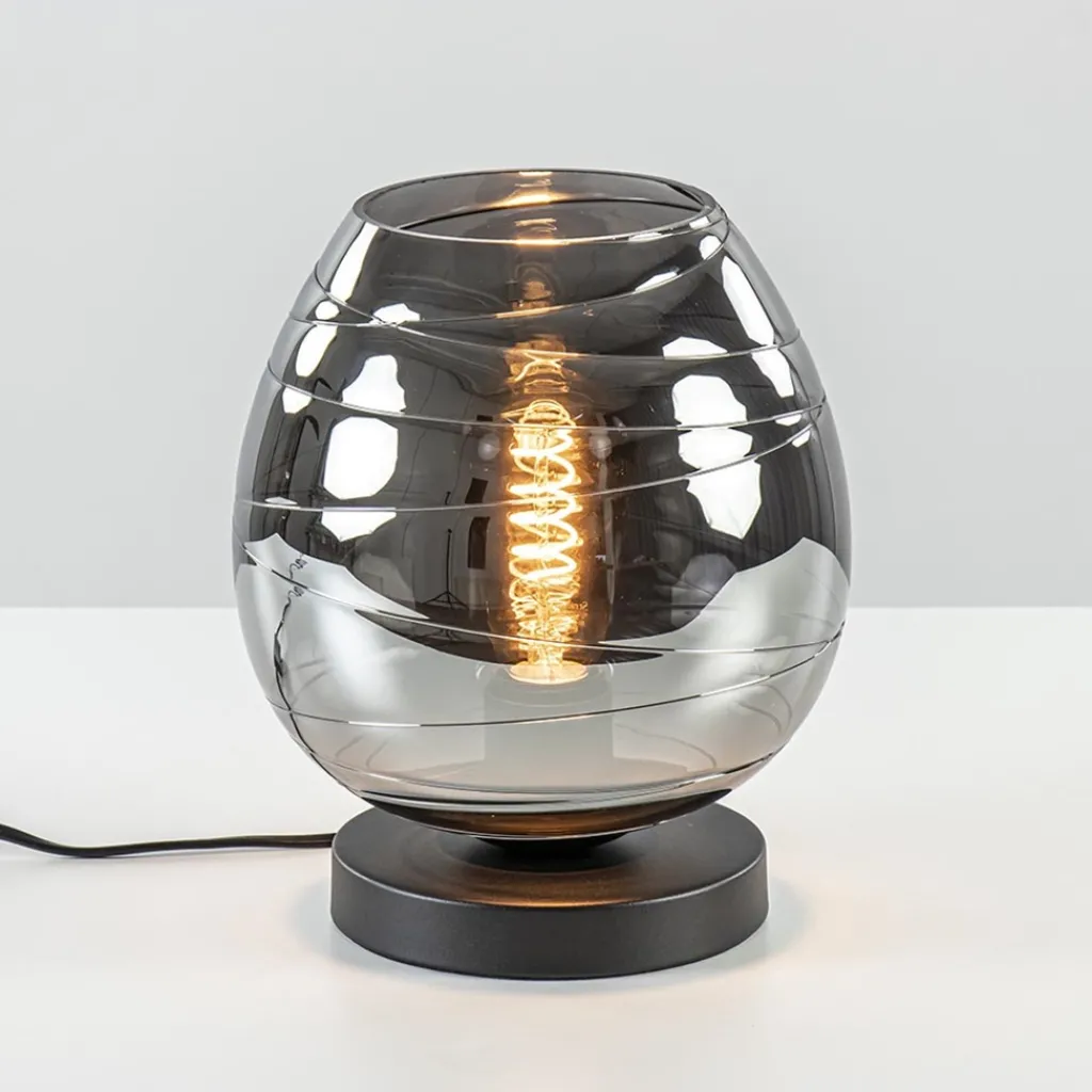 Straluma Tafellamp Fantasy laag zwart + smoke glas> Tafellampen|Industriële Verlichting