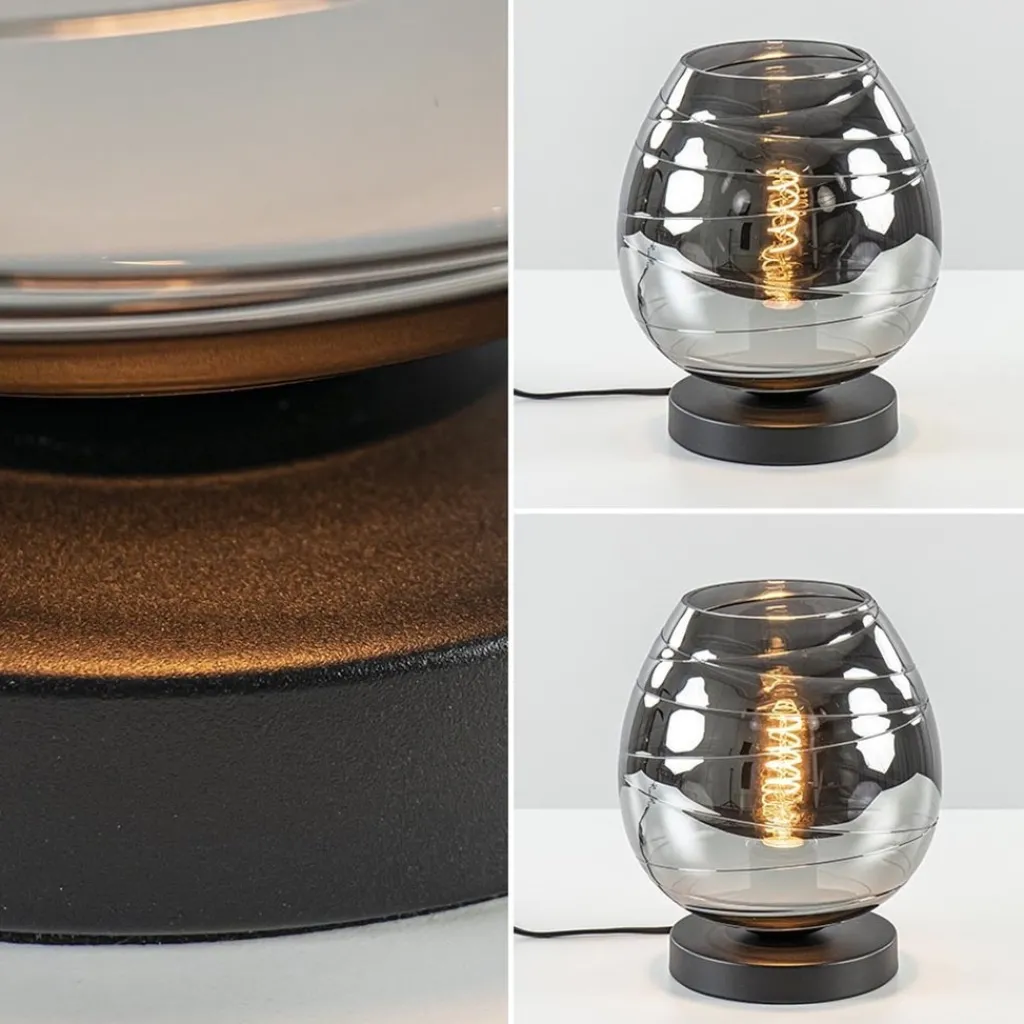 Straluma Tafellamp Fantasy laag zwart + smoke glas> Tafellampen|Industriële Verlichting