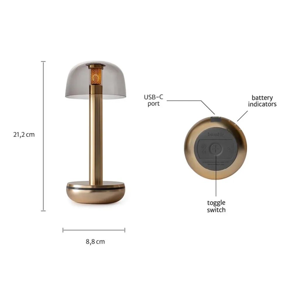 Straluma Tafellamp Humble Two goud/smoke oplaadbaar> Tafellampen|Keukenverlichting