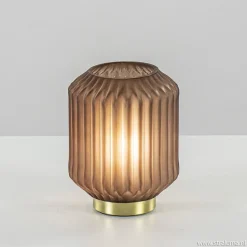 Straluma Tafellamp Ivot mat koffie met messing op batterij> Tafellampen|Light and Living