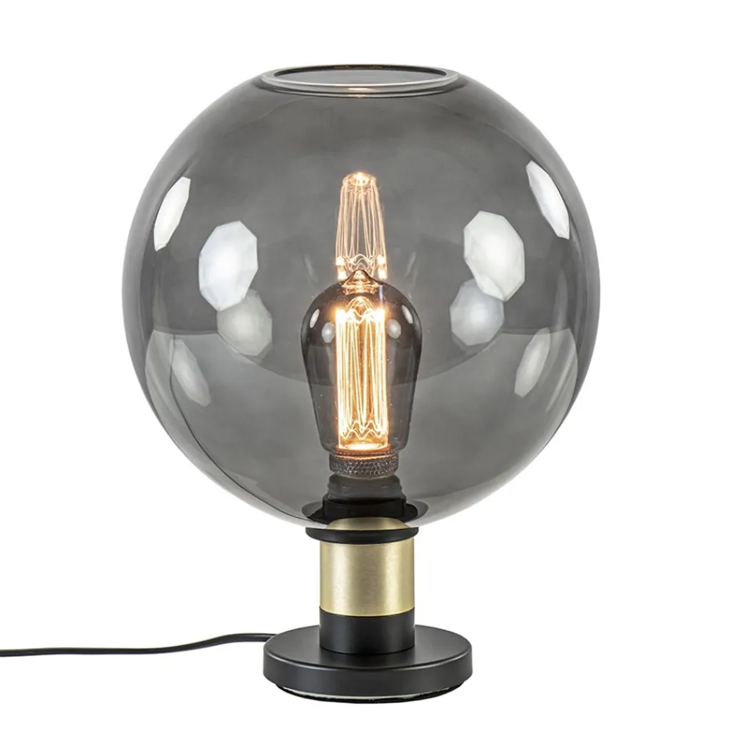 Straluma Tafellamp Lazise 25cm zwart/smoke/goud> Tafellampen|Klassieke Verlichting