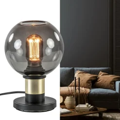 Straluma Tafellamp Lazise 15cm zwart/smoke/goud><noscript><img width=