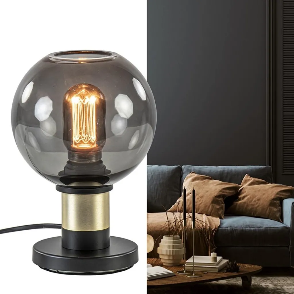 Straluma Tafellamp Lazise 15cm zwart/smoke/goud> Tafellampen|Klassieke Verlichting