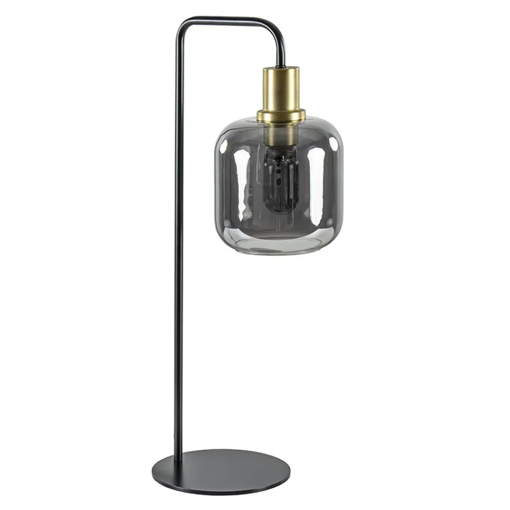 Straluma Tafellamp Lekar zwart/brons met smoke glazen kap> Light and Living|Woonkamerlampen