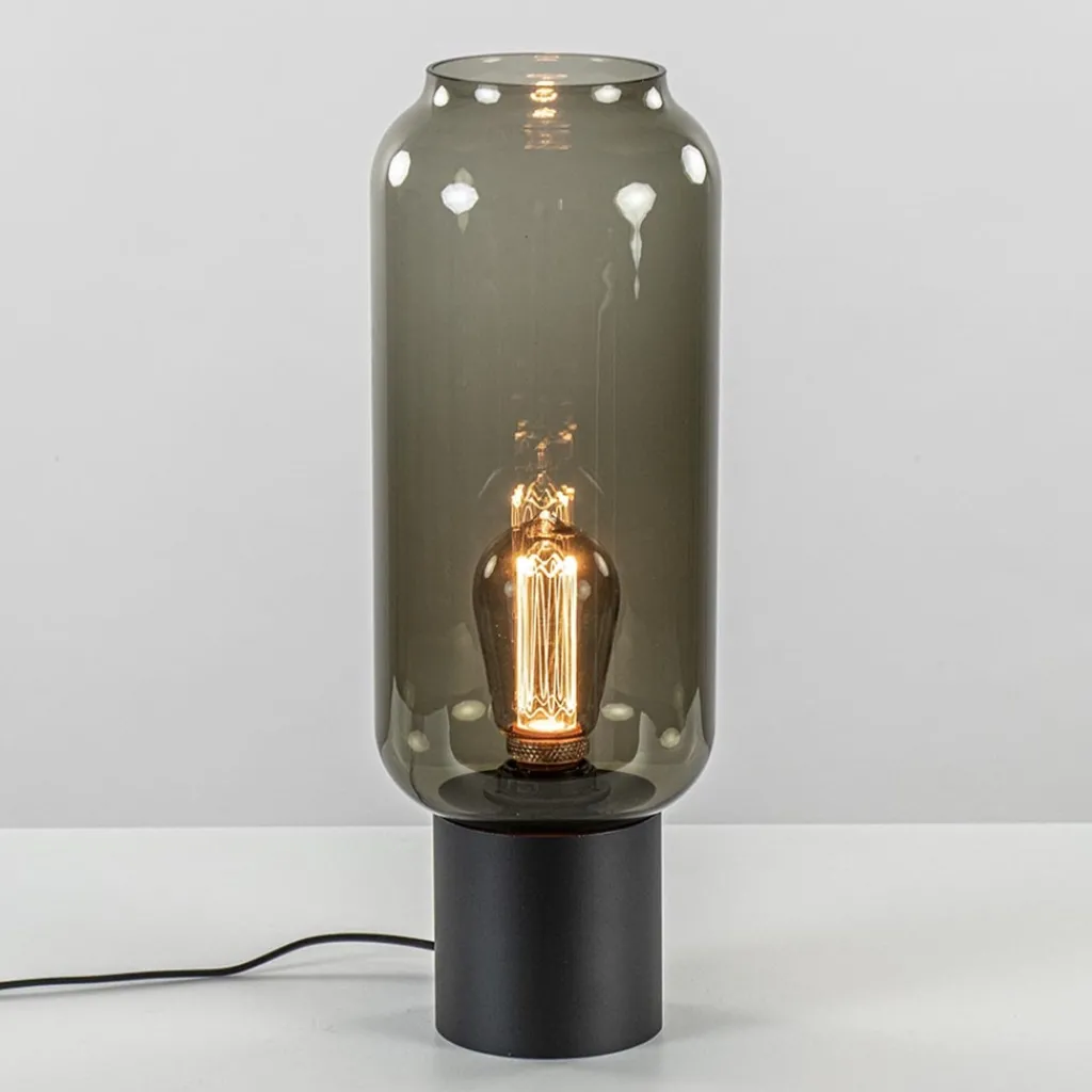 Straluma Tafellamp Lett zwart + smoke glas 13cm> Tafellampen|Design Verlichting
