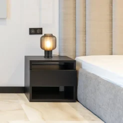 Straluma Tafellamp Lett zwart met mat smoke glas><noscript><img width=