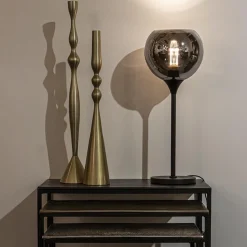 Straluma Tafellamp mat zwart met 20 cm smoke glazen bol><noscript><img width=