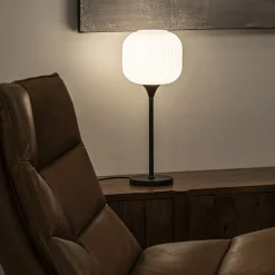 Straluma Tafellamp mat zwart met wit glas hoog><noscript><img width=