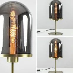 Straluma Tafellamp Maverick antiek brons met smoke glas></noscript> Tafellampen|Light and Living