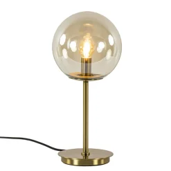 Straluma Tafellamp Medina goud met amber glas L&L> Tafellampen|Light and Living