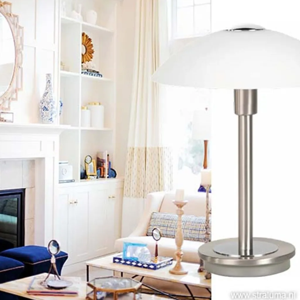 Straluma Tafellamp nikkel touchdimmer slaapkamer> Nachtkastlampen|Touch Lampen