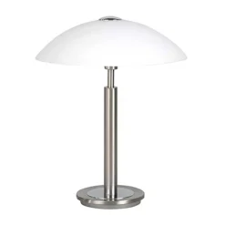 Straluma Tafellamp nikkel/glas wit + touchdimmer> Nachtkastlampen|Touch Lampen