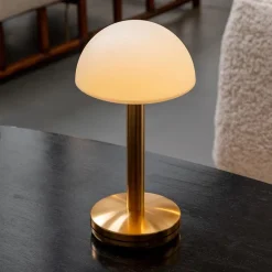 Straluma Tafellamp op accu gold/frosted IP65><noscript><img width=