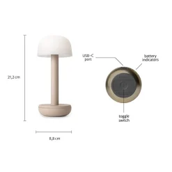 Straluma Tafellamp op batterij beige met frosted kap> Tafellampen|Eetkamerverlichting