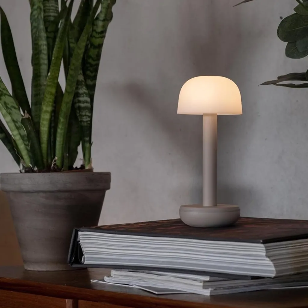 Straluma Tafellamp op batterij beige met frosted kap> Tafellampen|Eetkamerverlichting