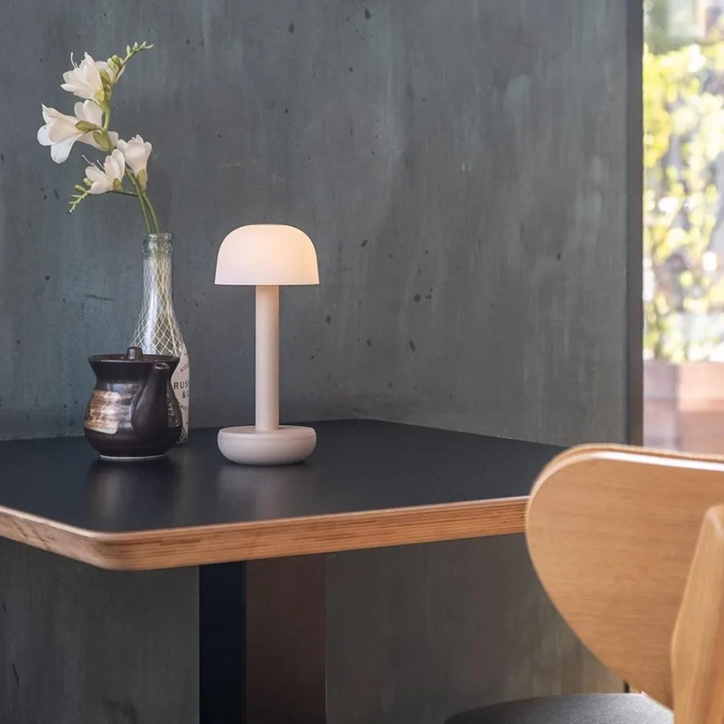 Straluma Tafellamp op batterij beige met frosted kap> Tafellampen|Eetkamerverlichting