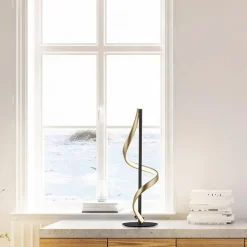 Straluma Tafellamp Q-Swing zwart/matgoud remote cct></noscript> Tafellampen|Smart lampen