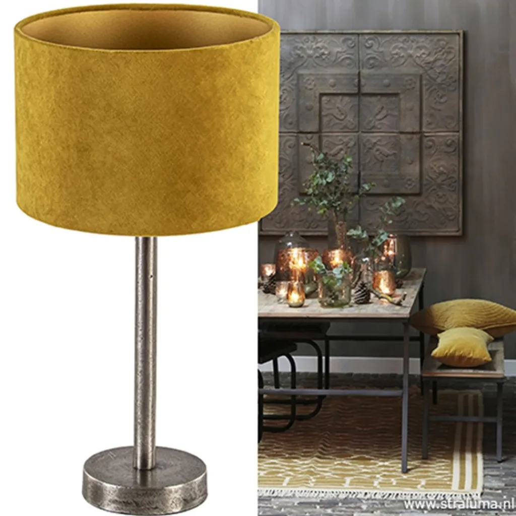 Straluma Tafellamp Undai ruw nikkel excl. kap> Tafellampen|Lampenvoeten