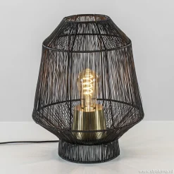 Straluma Tafellamp Vitora mat zwart met bronzen fitting> Tafellampen|Draadlampen