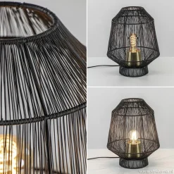 Straluma Tafellamp Vitora mat zwart met bronzen fitting><noscript><img width=