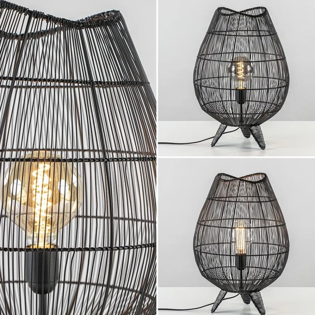 Straluma Tafellamp Yumi zwart op pootjes Light and Living> Tafellampen|Draadlampen