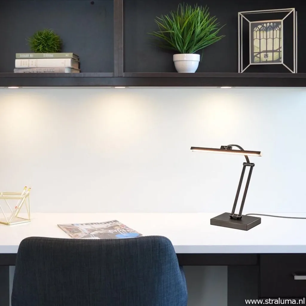 Straluma Tafellamp zwart "piano" model+touchdim.> Tafellampen|Bureaulampen