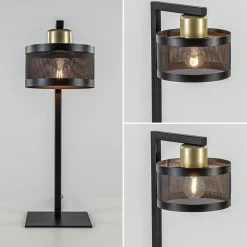 Straluma Tafellamp zwart/goud met ronde kap><noscript><img width=