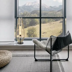 Straluma Tafellamp/vloerlamp naturel houten kap met zwart><noscript><img width=