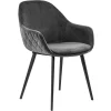 Straluma Trendy armstoel velvet grey met zwart metalen poot> Eetkamerstoelen