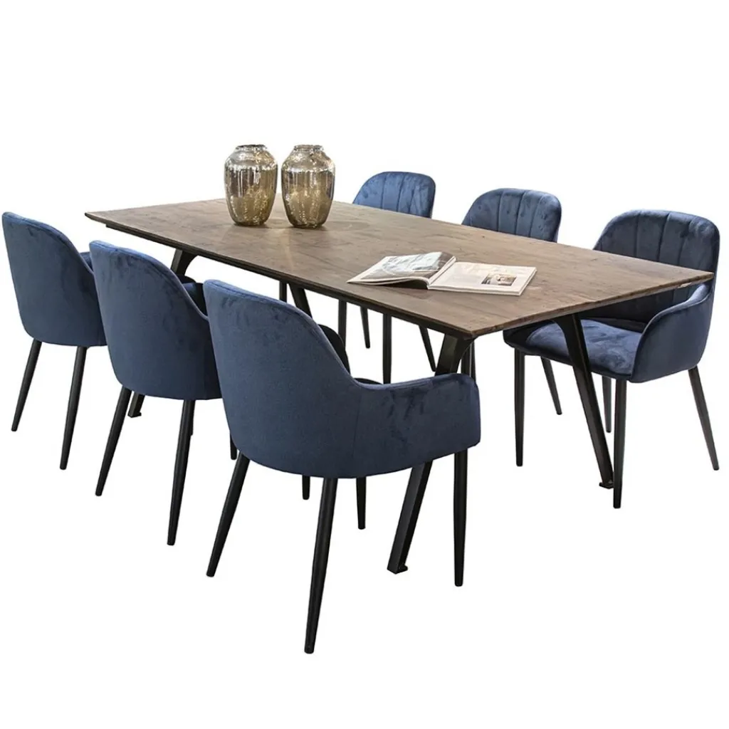 Straluma Trendy eetkamerstoel blauw met armleuning> Eetkamerstoelen