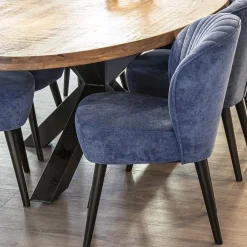 Straluma Trendy eetkamerstoel blauw met zwarte houten poot></noscript> Eetkamerstoelen