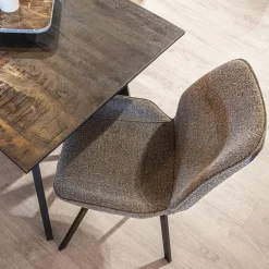 Straluma Trendy eetkamerstoel stof bruin met zwarte poot></noscript> Eetkamerstoelen