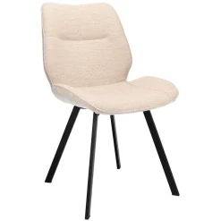 Straluma Trendy eetkamerstoel stof naturel met zwarte poot> Eetkamerstoelen