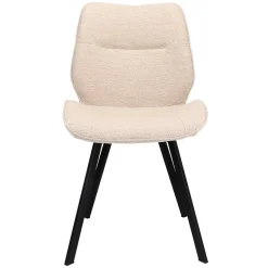 Straluma Trendy eetkamerstoel stof naturel met zwarte poot> Eetkamerstoelen