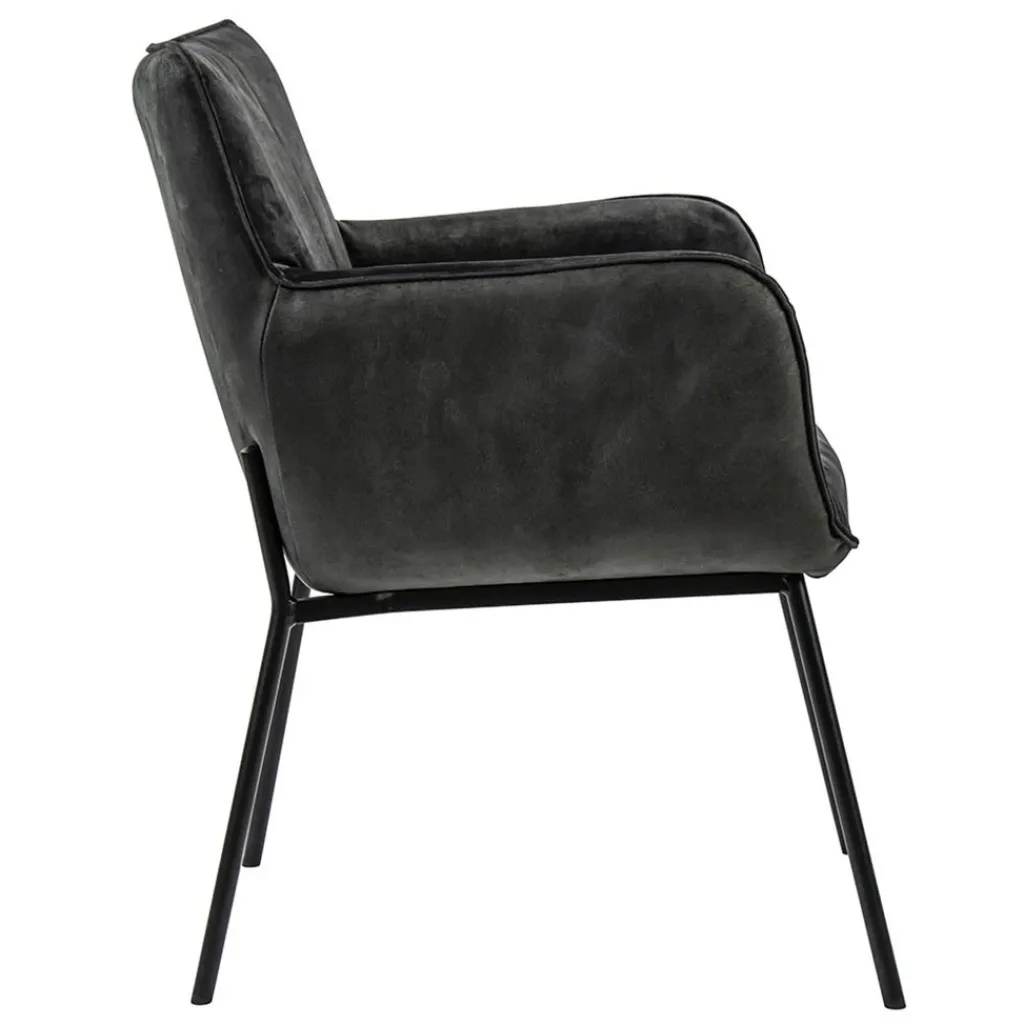 Straluma Trendy eetkamerstoel velours antraciet met armleuning> Eetkamerstoelen