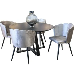 Straluma Trendy eetkamerstoel velours met zwarte poot><noscript><img width=