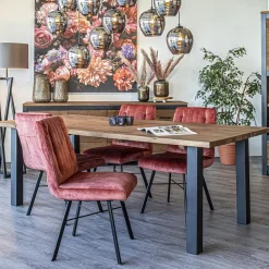 Straluma Trendy eetkamerstoel velvet blush met zwarte pootjes></noscript> Eetkamerstoelen