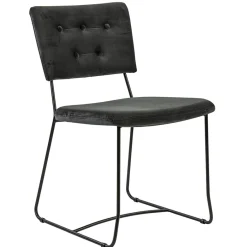 Straluma Trendy eetkamerstoel velvet grijs met metalen poot> Eetkamerstoelen