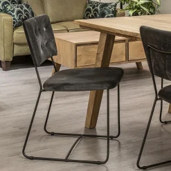 Straluma Trendy eetkamerstoel velvet grijs met metalen poot></noscript> Eetkamerstoelen