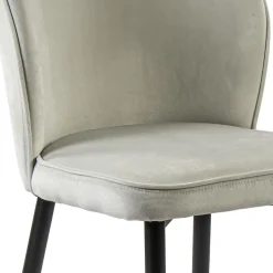 Straluma Trendy eetkamerstoel wit velours met zwart metalen poot></noscript> Eetkamerstoelen