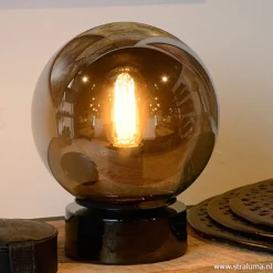 Straluma Trendy glazen tafellamp smokey></noscript> Slaapkamerlampen|Halverlichting