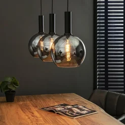 Straluma Trendy hanglamp met smoke/titanium glazen bollen><noscript><img width=