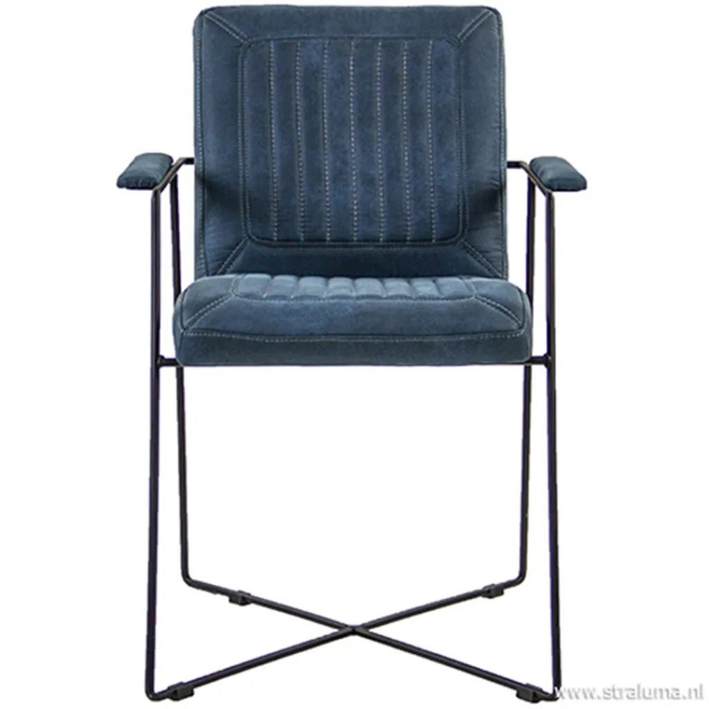 Straluma Trendy moderne eetkamerstoel metaal/stof> Eetkamerstoelen