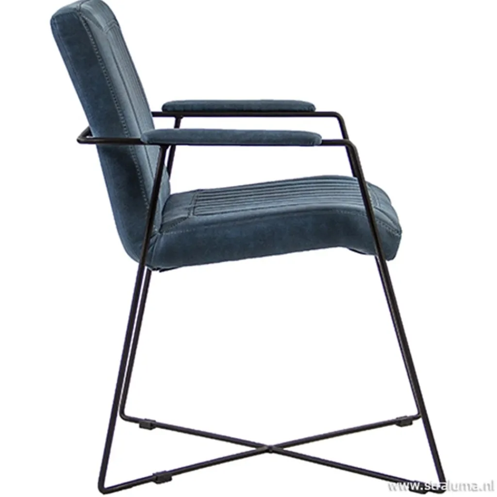 Straluma Trendy moderne eetkamerstoel metaal/stof> Eetkamerstoelen
